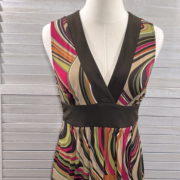 IZ BYER Retro 60's/70's Style Sleeveless Dress with Wavy Pattern-Large - Picture 2 of 4